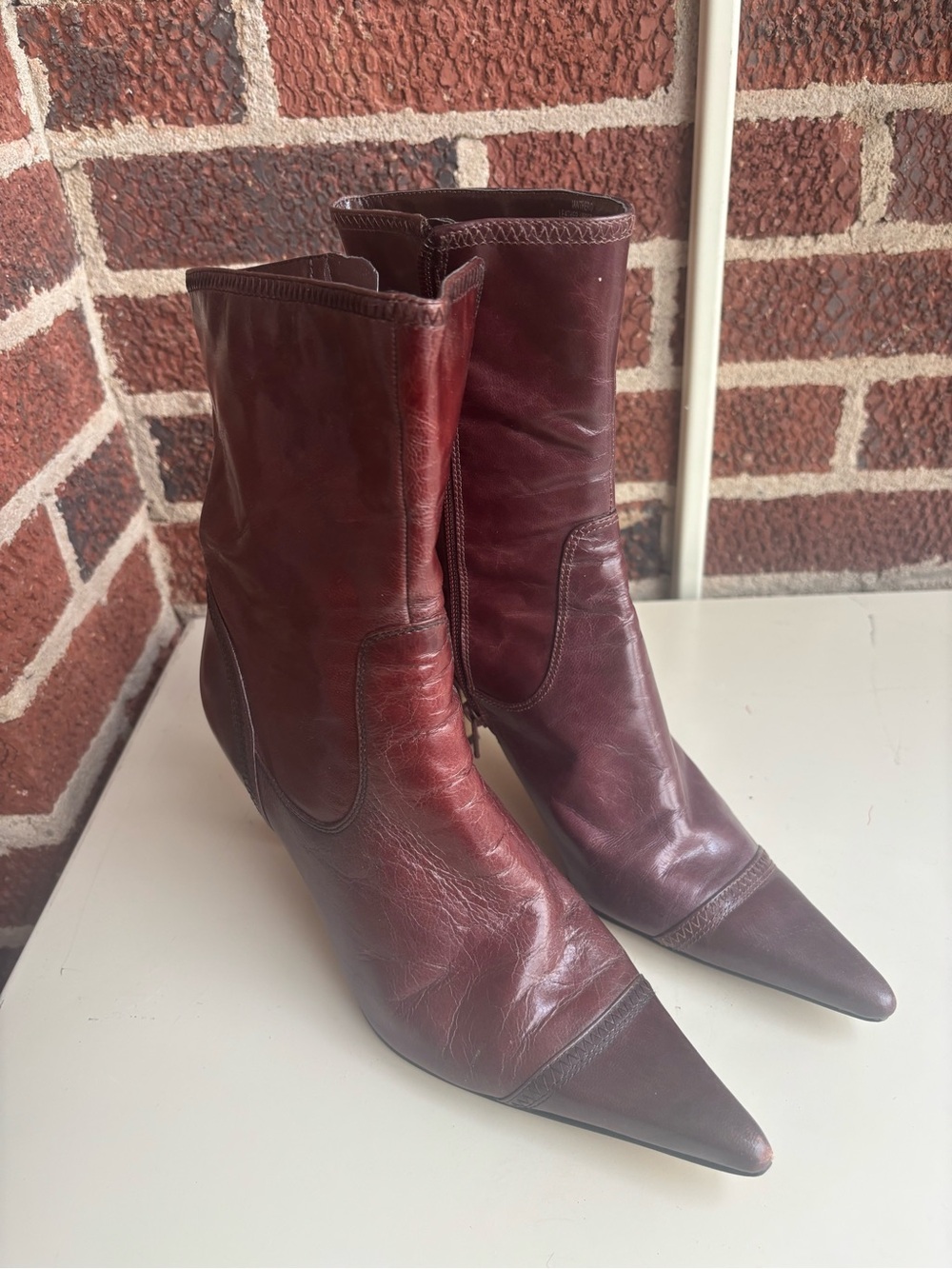 Nine West Women’s Pointed-Toe Mid-Calf Boots in Burgundy